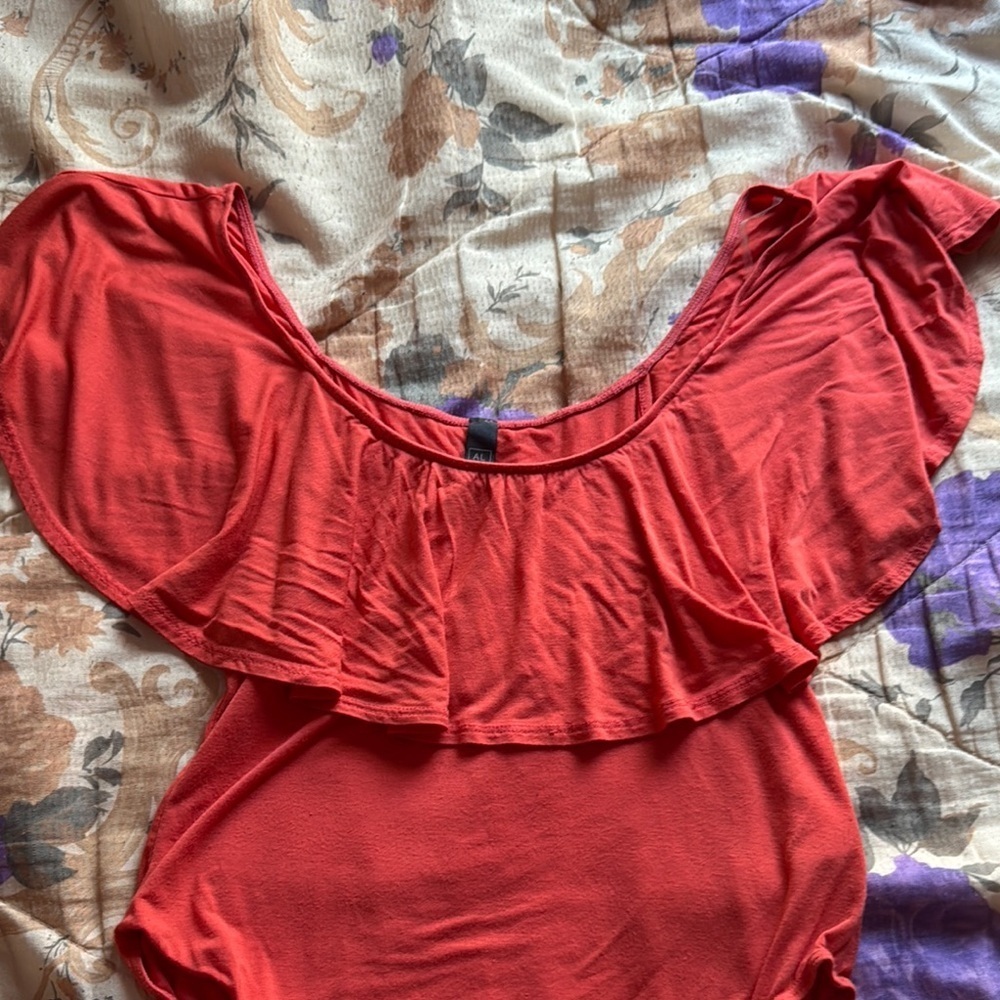 Alya Red Ruffle Bodysuit - Picture 2 of 8